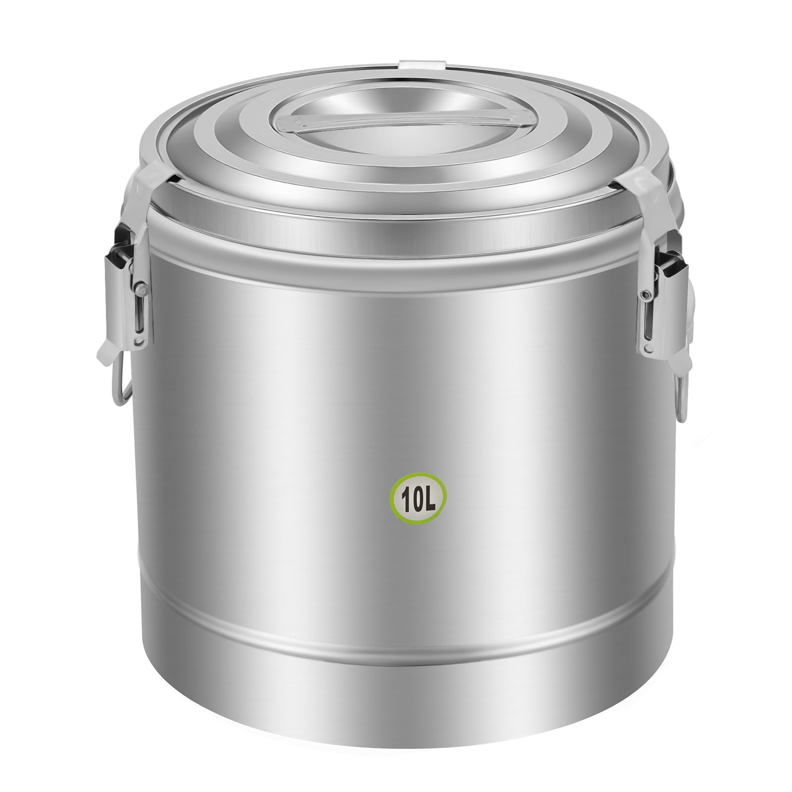 Récipient Isotherme en Acier Inoxydable, 10 L, 12 Heures, Fonction de Maintien au Froid et au Chaud, Seau Isolé, Récipient de Transport Thermique avec Couvercle et Poignées pour Cantines