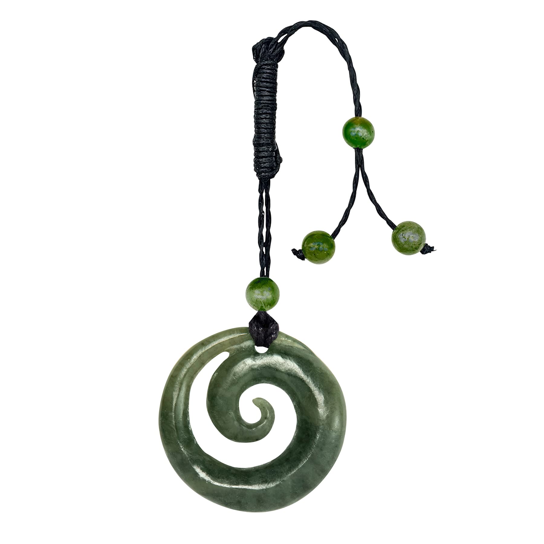 81stgeneration Nefryt jadeitowy koru spiralny naszyjnik z wisiorkiem w stylu maoryskim dla mężczyzn - damski amulet z naturalnego kamienia zielonego - plemienny ręcznie rzeźbiony design - biżuteria z