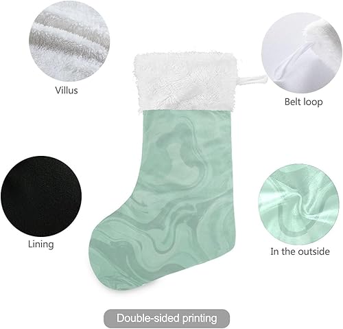 Miniatura 3 de xigua Paquete de 2 medias de Navidad, diseño abstracto de mármol verde menta, medias de Navidad, decoración de chimenea, adorno colgante de 17.7