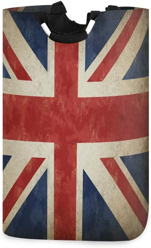 22.7"(H) Collapsible Laundry Hamper British Union Jack Laundry Basket Organizer Large with Handle Foldable Clothes Hamper