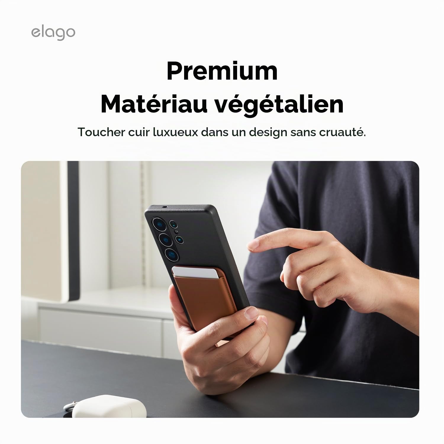 elago Portefeuille Magnétique pour Samsung Galaxy S26, S26 Ultra, S26 Plus, S25 Edge, Z Fold 7 & Série S25 – Cuir Végétalien, Compatible avec MagSafe – 2 Cartes, Étui Porte-Cartes Sécurisé (Marron)