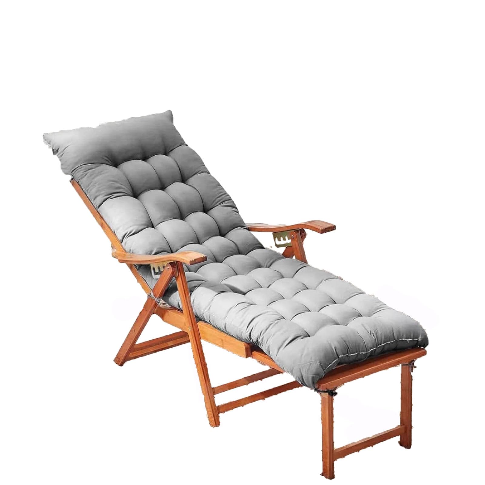KYMMPL Soft Sun Lounger Cushions Pad with Straps Anti-Slip Sunbed Cushion for Indoor Outdoor Lounge Chair Cushions for Outside Swing Rocking Chair (Grey,120 * 40)