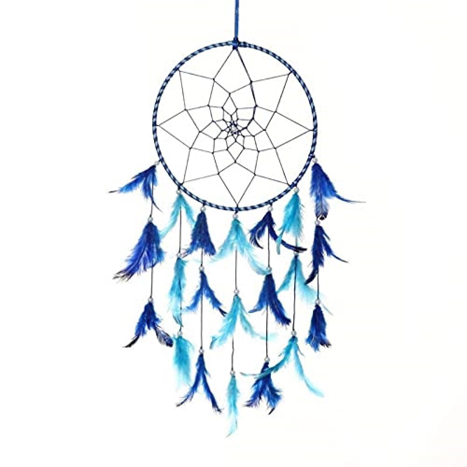 Light & Dark Blue Feathers Dream Catchers, Wall Hangings, Home Decor, Handmade Dreamcatcher (12 CM x 20 CM)-image-0
