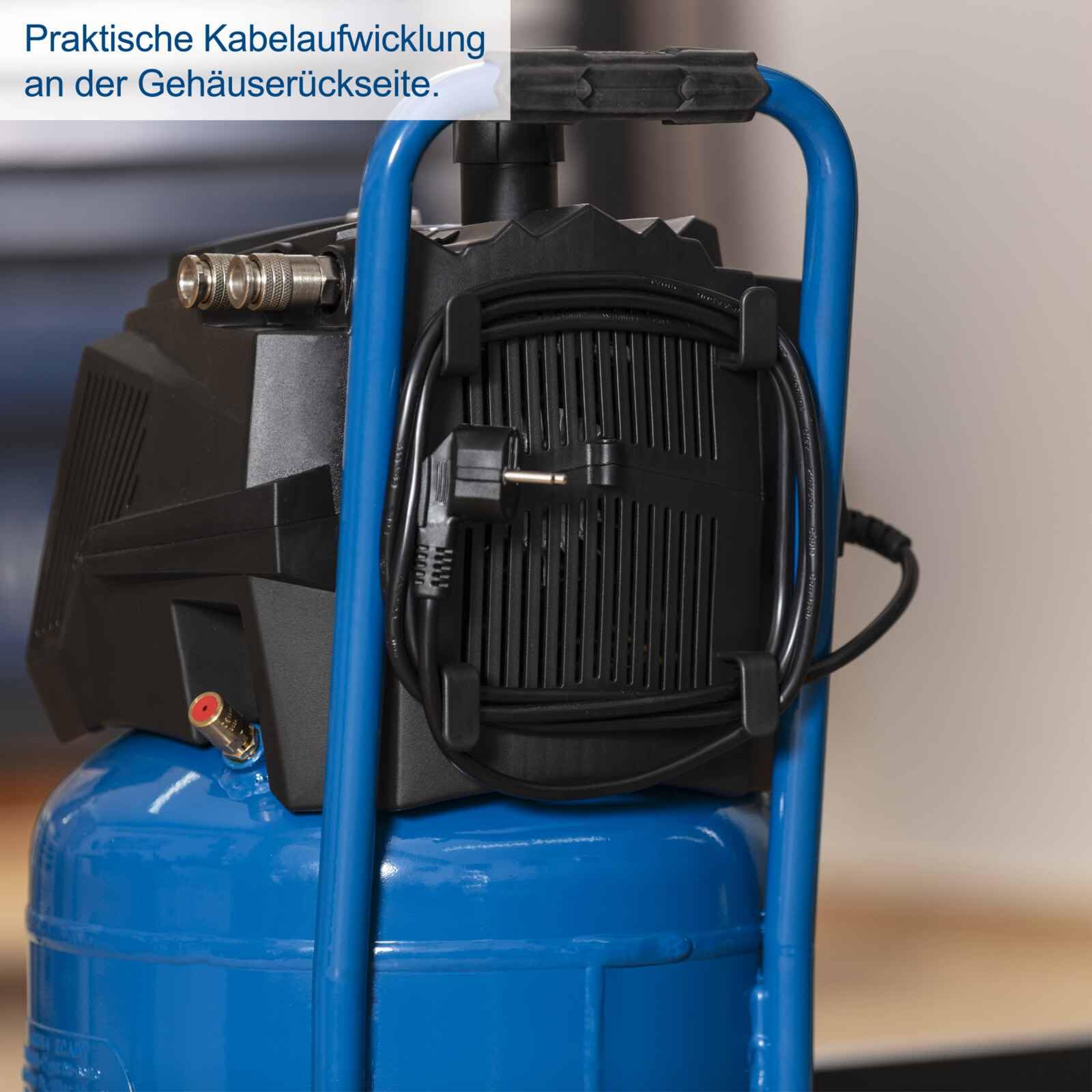 Scheppach Druckluft Kompressor stehend HC35V | 10bar Druck | 30L Kessel | 230V 1500W | Ansaugleistung 180 l/min | ölfrei & wartungsarm | Druckminderer, Fahrvorrichtung & 2 Schnellanschlusskupplungen