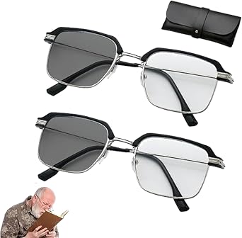 Smart Autofocus Glasses Self Adjusting for Men Women,Multifocal Glasses Smart Adaptive Technology,Smart Zoom Glasses 2SET Silver,Intelligent Zoom