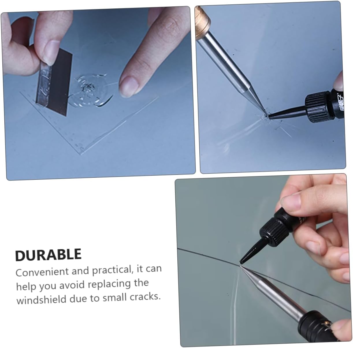 Cabilock Glass Repair Tool Kit for Windshield Cracks 1 Set Glass Repair Fluid for Long Cracks Easy Application for Home Use