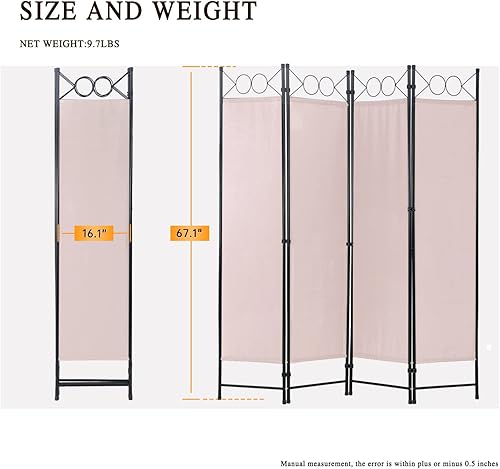 Miniatura 21 de Divisor de habitación, pantalla de privacidad plegable, 4 paneles, divisor de pared portátil, divisores de habitación para el hogar, oficina,