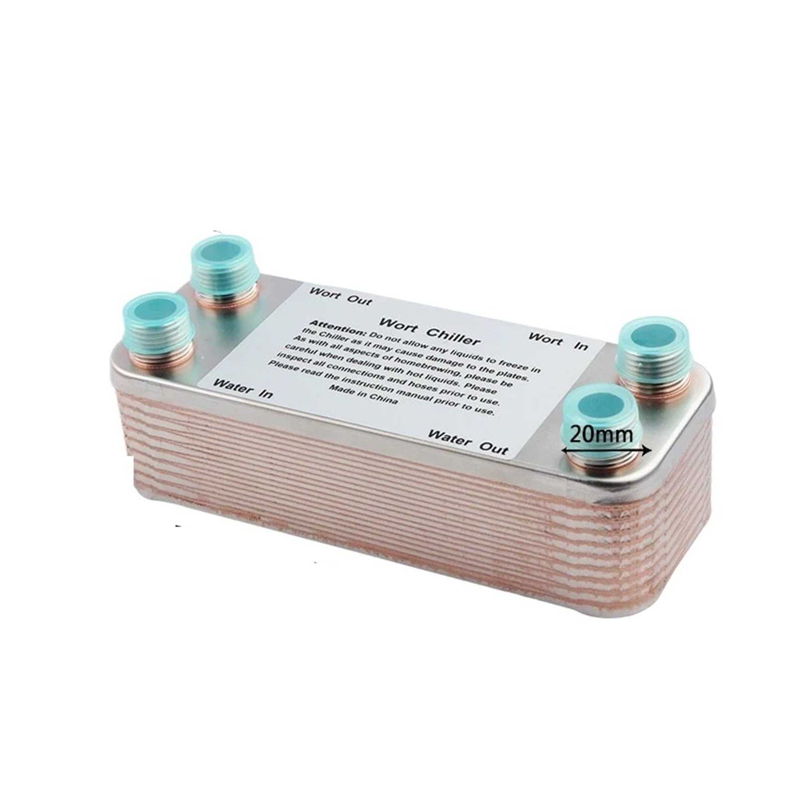 Domojt One Color Plate Heat Exchanger 20/30/40 Plates Heat Exchanger Wort Chiller, Stainless Steel Counterflow Chiller(20 Plate)