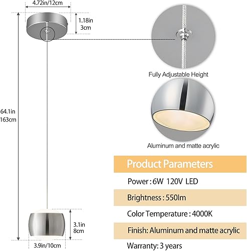 Miniatura 3 de ADCTHOME Modernas lámparas colgantes LED regulables, mini iluminación colgante de isla para cocina, isla de comedor, dormitorio, bar, isla de cocina