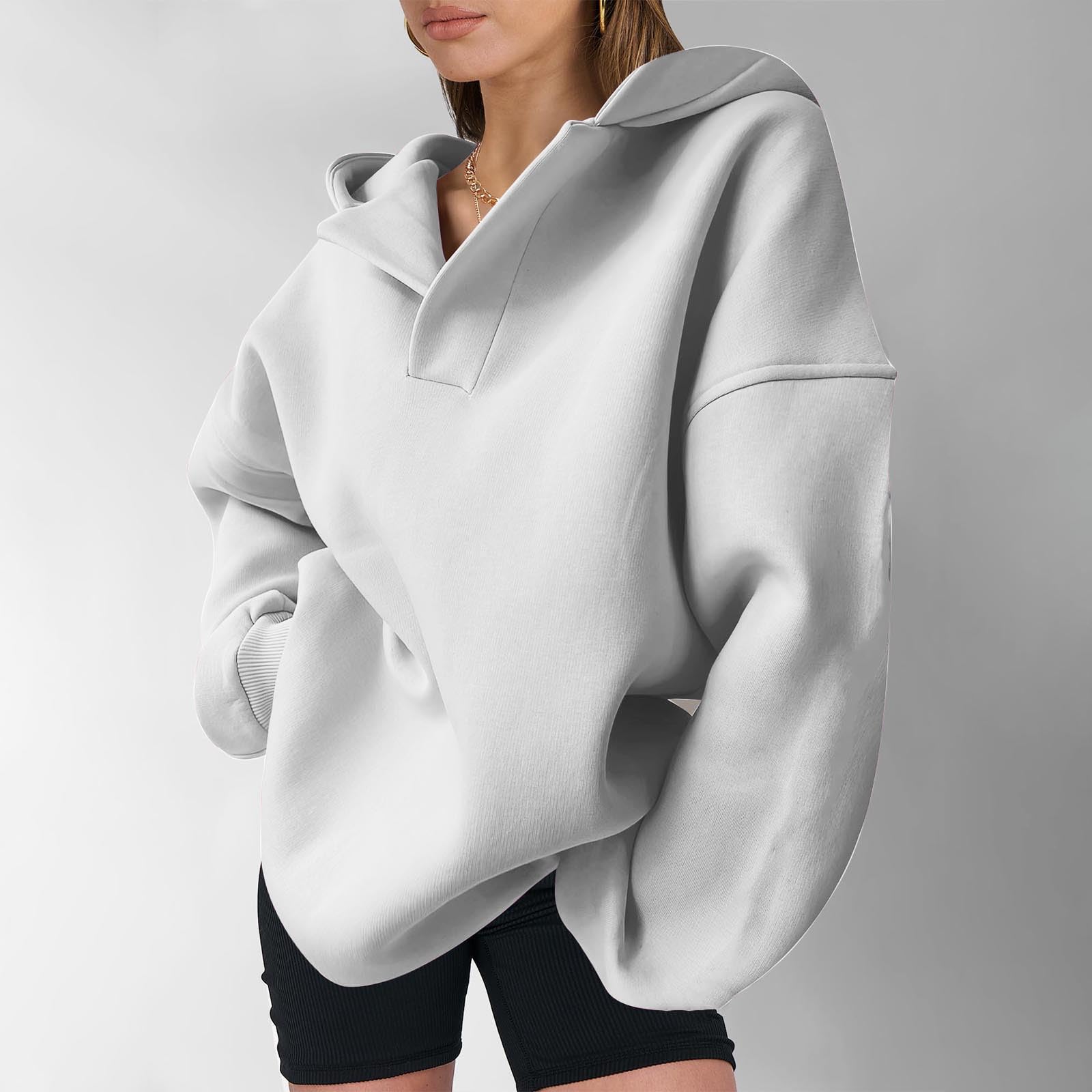 Lastesso Trendiger Langarm-Kapuzenpullover für Damen im Herbststil 2024, übergroßer Komfort-Pullover, adrette Kleidung