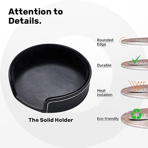 Miniatura 9 de Rose Gold Eyelashes Fashionable Printed Leather Coaster Set,A Set of 6 Pieces,4 Inches in Diameter,Adding an Artistic Atmosphere to Your Desktop