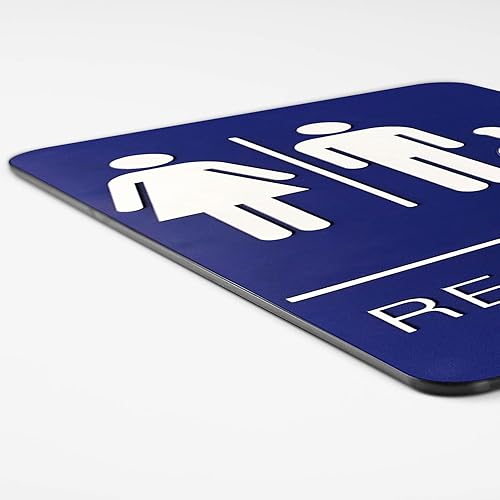 Miniatura 3 de Letrero de baño unisex en Braille – Letrero de baño azul con cinta 3M de doble cara segura ideal en menos de un minuto – Diseño único – Tamaño 9 x 6