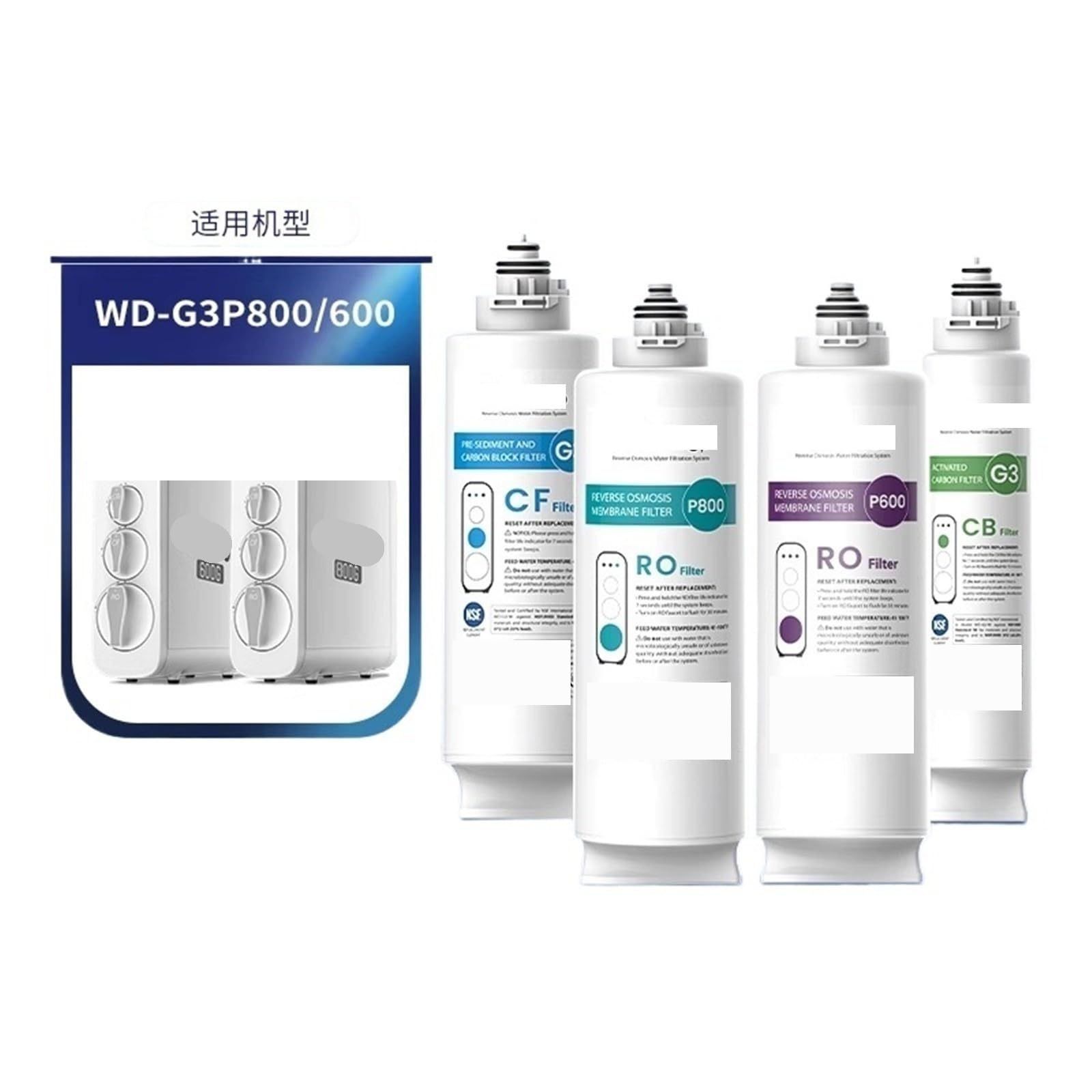 Compatible Con Waterdrop, Filtro WD-G3-CF. Cartucho De Repuesto For Purificador De Agua WD-G3-W, WD-G3P600 Y WD-G3P800. Elemento Filtrante CFCB For Filtración De Agua G3p800RO.(Cf)