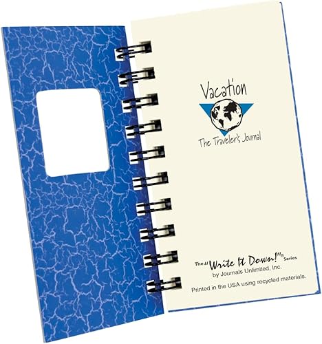 Miniatura 3 de Write it Down Series by Journals Unlimited, diario guiado, vacaciones, diario del viajero, tamaño mini 3 x 5.5 pulgadas, tapa dura azul, fabricado