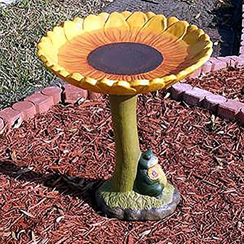 Brteyes Banho de pássaro de resina para ambientes externos, estátua de sapo em pé, enfeite de alimen