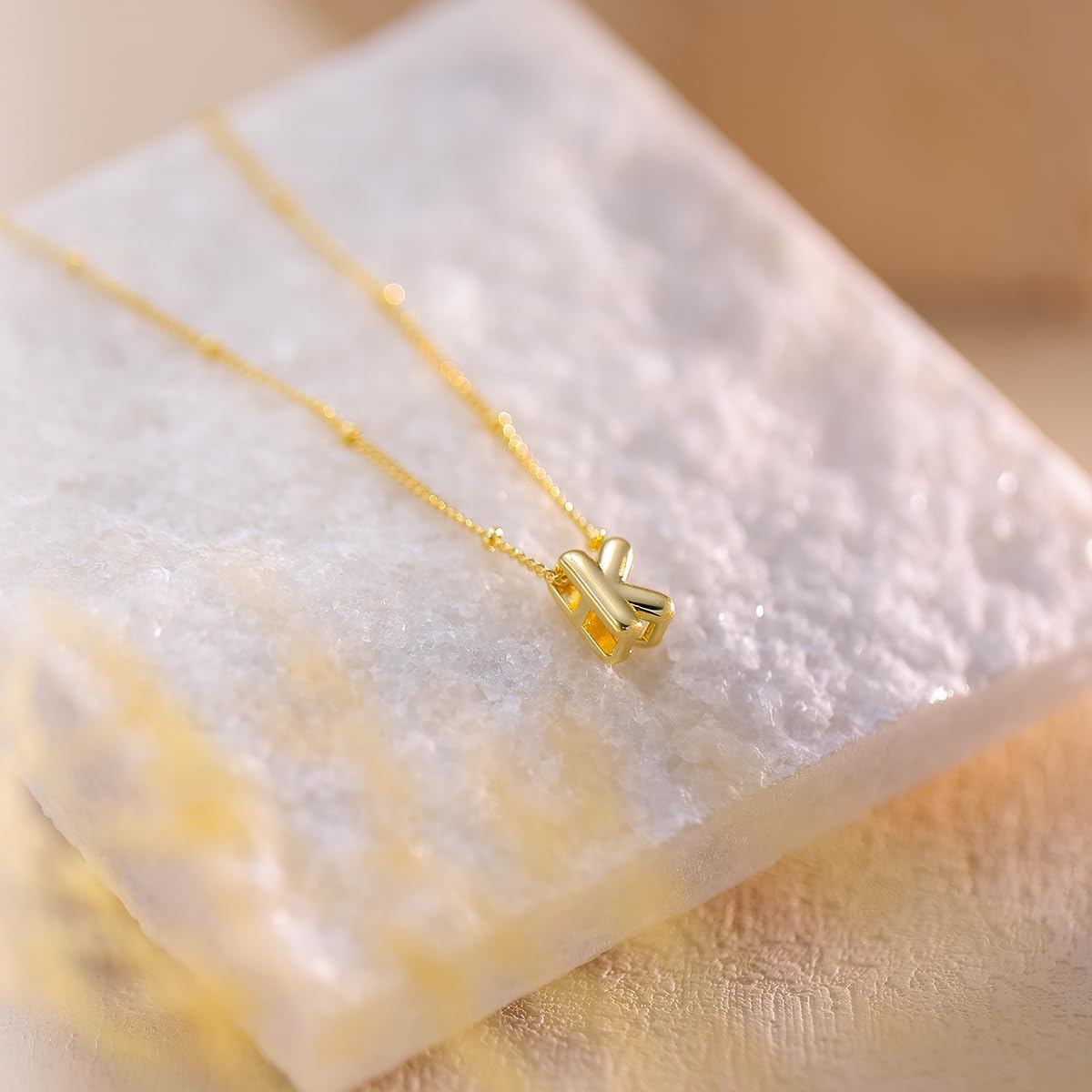 Bubble Letter Necklace Gold, Dainty Initial Necklaces for Women 14K Gold Plated Small A to Z Name Necklace Personalized Simple Initial Pendant Cute Choker Necklaces for Women Trendy Jewelry - Image 7