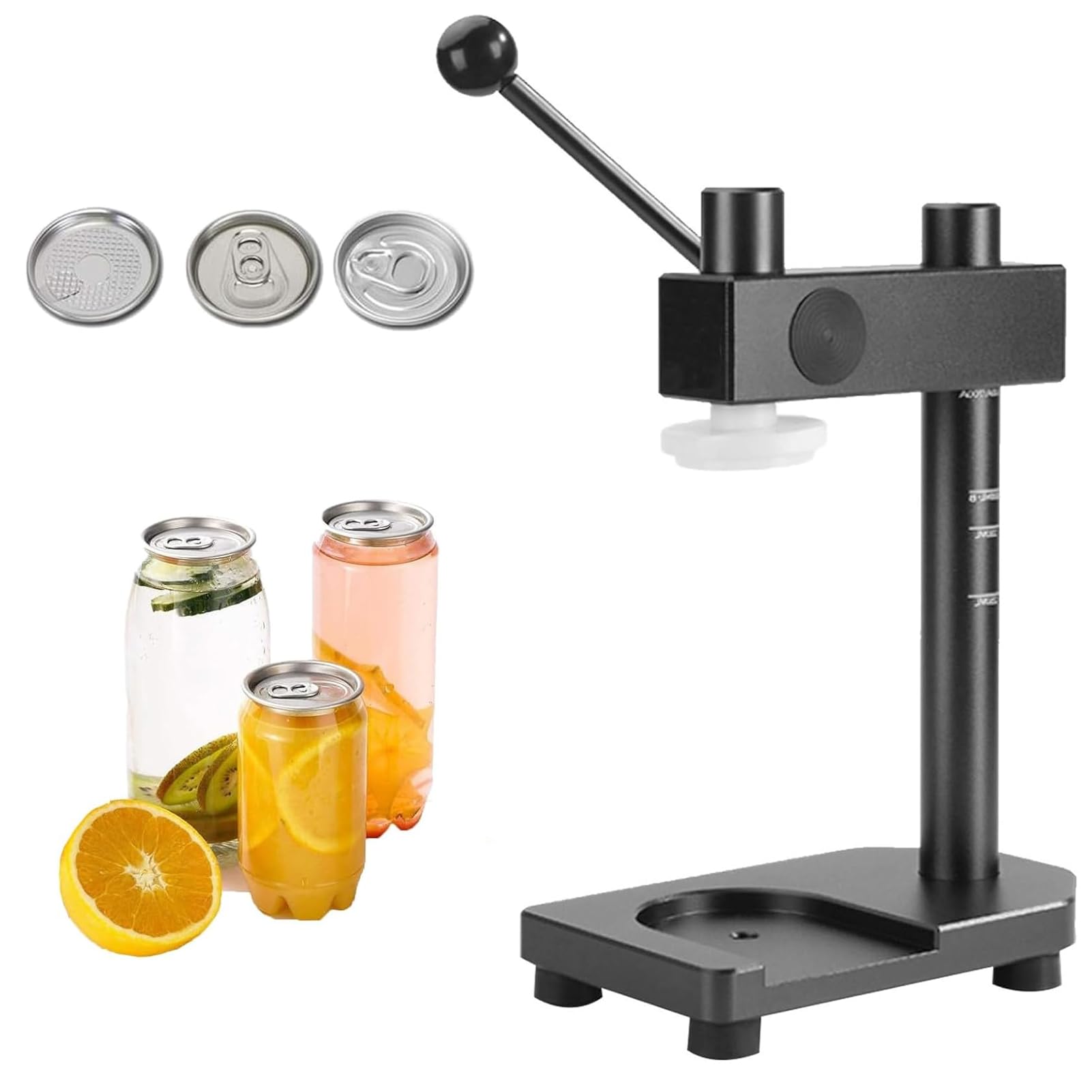 BOOZXCV Hand Tin Can Seamer for Sealing 250-700ML Jars and PET Bottles, Commercial Round Can Sealer, Diameter of 51 mm, Height Adjustable for Sealing PET Bottles and Cans (Black)