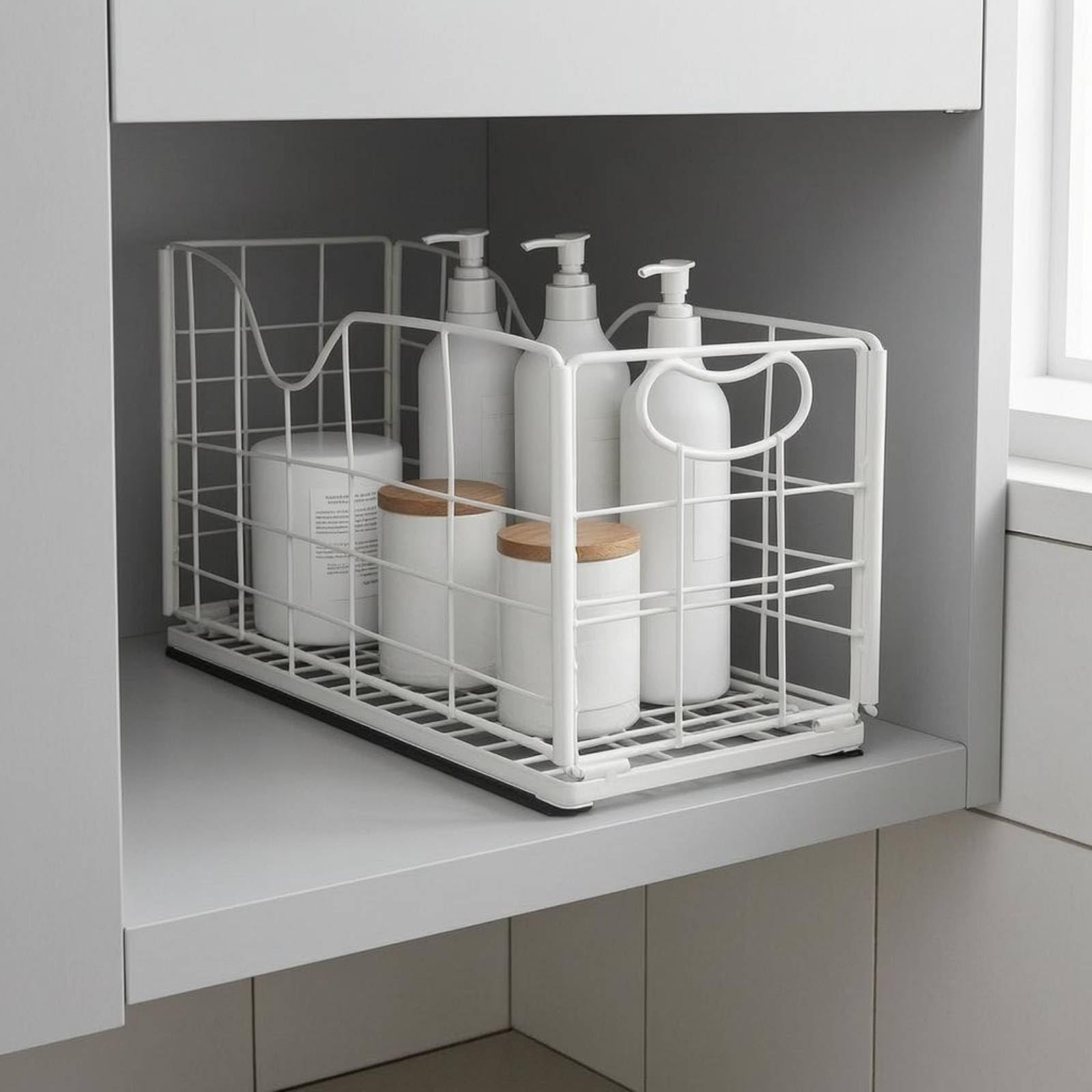 Qianly Cesto Scorrevole a Rete Scorrimento Scorrimento Scorrevole Cestino Estraibile Estraibile Armadio Manico Ovale Arredo Contenitivo per Cucina