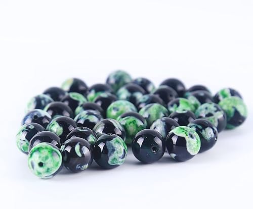 Miniatura 3 de 36 cuentas de piedra sueltas de ágata verde natural natural de 0.394 in para fabricación de joyas de 15.5 pulgadas, 1 hebra