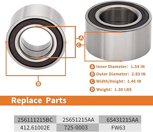 Miniatura 5 de Par 510056 Rodamiento de rueda delantera y buje compatible con Ford Focus 2000 2011, Fiesta 2011 2012 2013, Mazda 2 2011 2012 2013