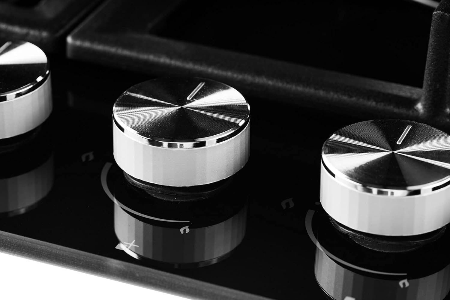 PremierTech PC705G Piano Cottura a Gas da 70cm, 5 fuochi, Vetro Nero, Bruciatore Wok, Supporti in Ghisa, GPL e Metano