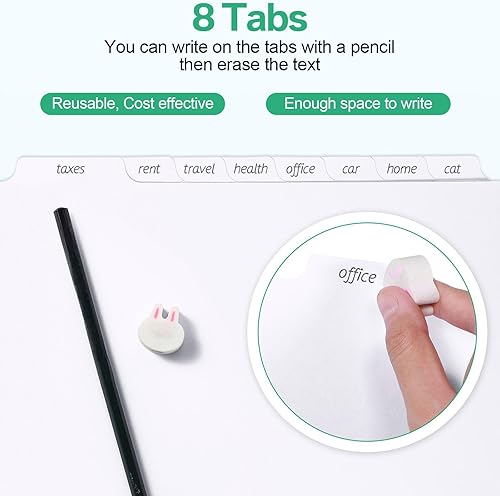 Miniatura 5 de Geyoga 400 piezas, 50 juegos de 3 separadores de carpetas de anillos con pestañas de 11.5 x 9 pulgadas, 8 separadores de pestañas para carpetas de 3