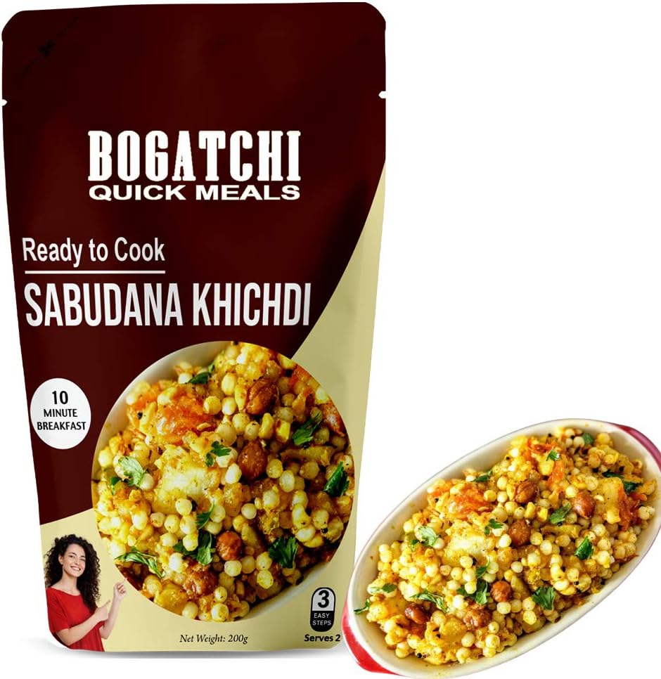 BOGATCHI Quick Meals - Ready to Cook Authentic SABUDANA KHICHDI - 200 g , Ready to Eat Meal, Vrat Food, 100% Natural Ingredients, No Preservatives, No Artificial Flavours & Colours