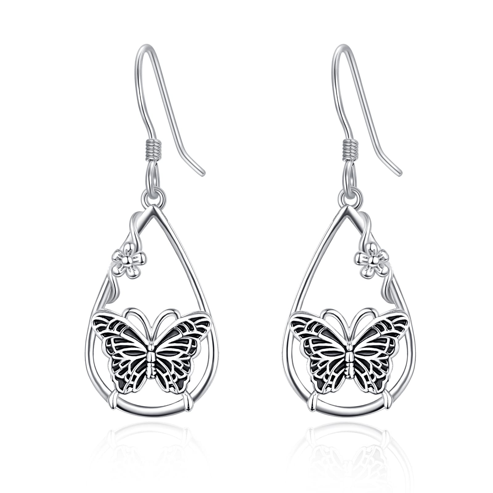 Palpitate Butterfly/Sunflower Earrings 925 Sterling Silver Hypoallergenic Drop Dangle Butterfly Earrings for Women Jewelry Gifts