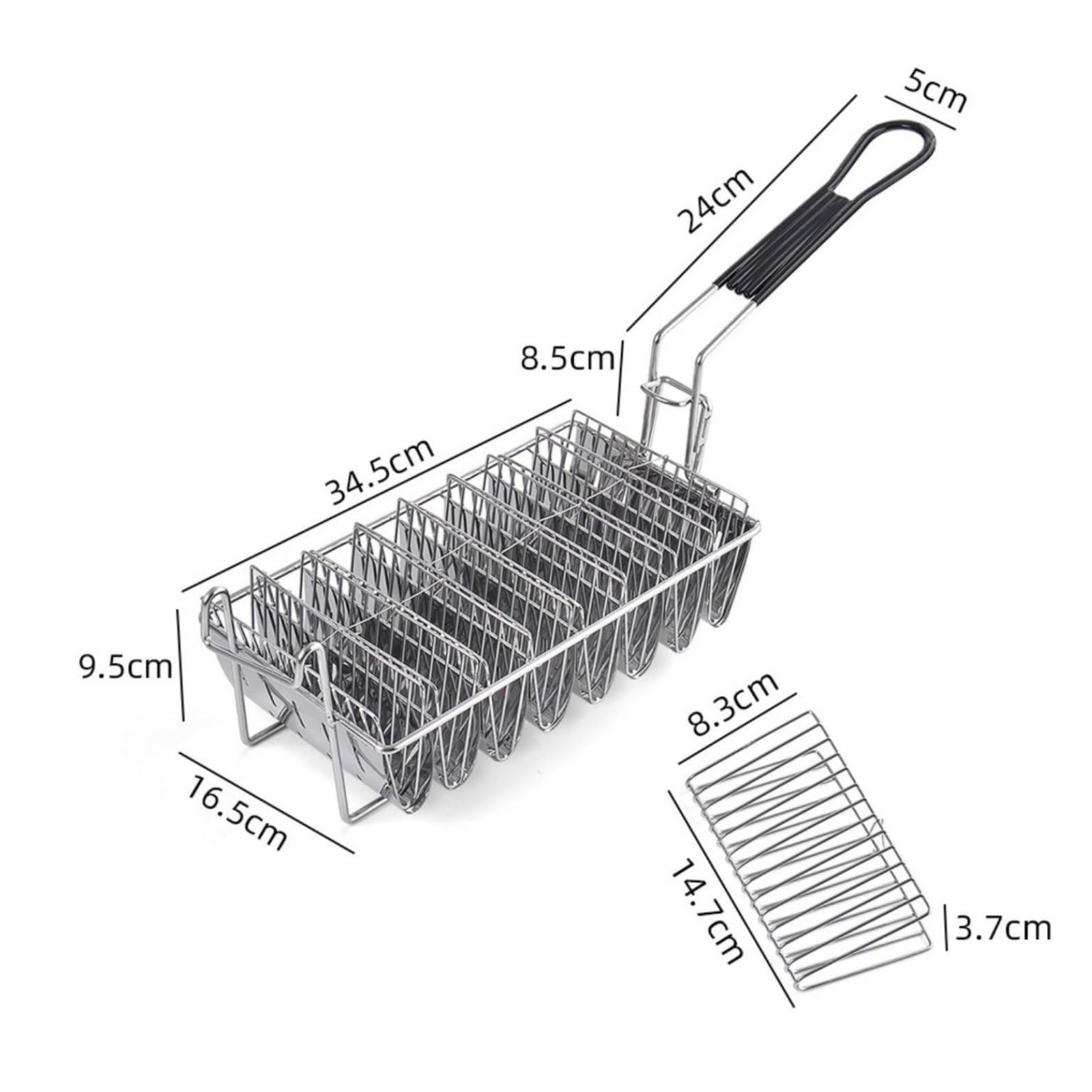 MagiDeal in Acciaio Inox per Frittura Taco Vassoio Supporto Resistente Ad Alte Temperature Facile Presa Lontano Dagli Schizzi Adatto a Cucine Domestiche Ristorazione Mercatini