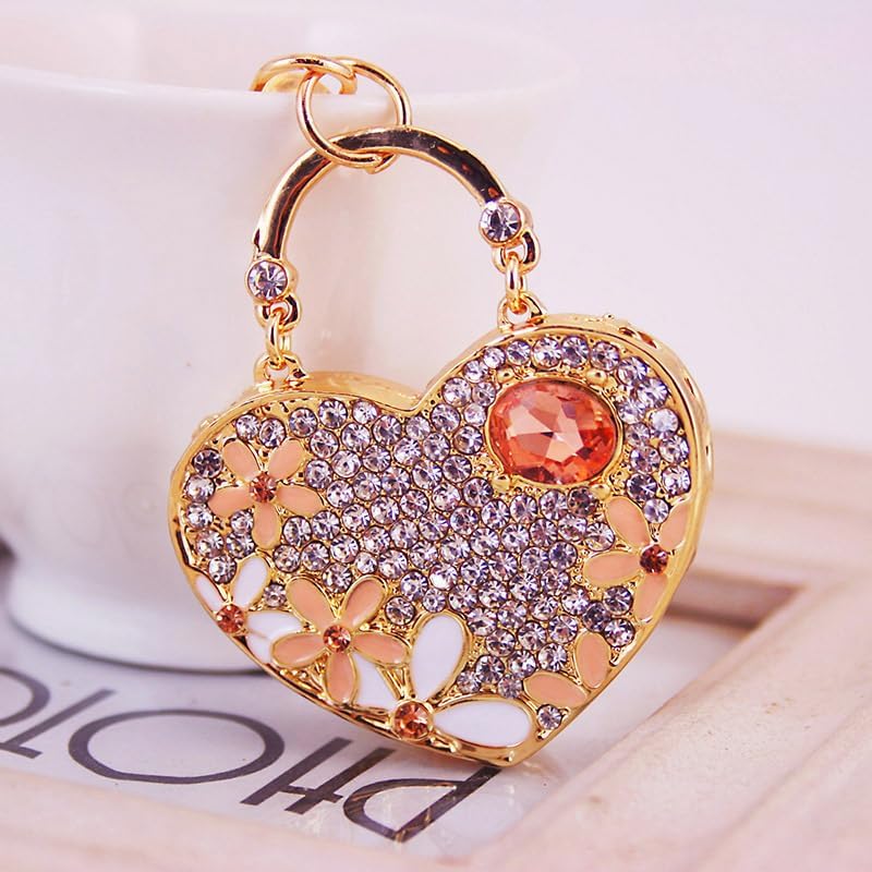 Car Keychain for Women with Rhinestone Heart Shape Handbag Pendant Bling Girl Cute Keyring Gift for Christmas Birthday Anniv. - Image 4