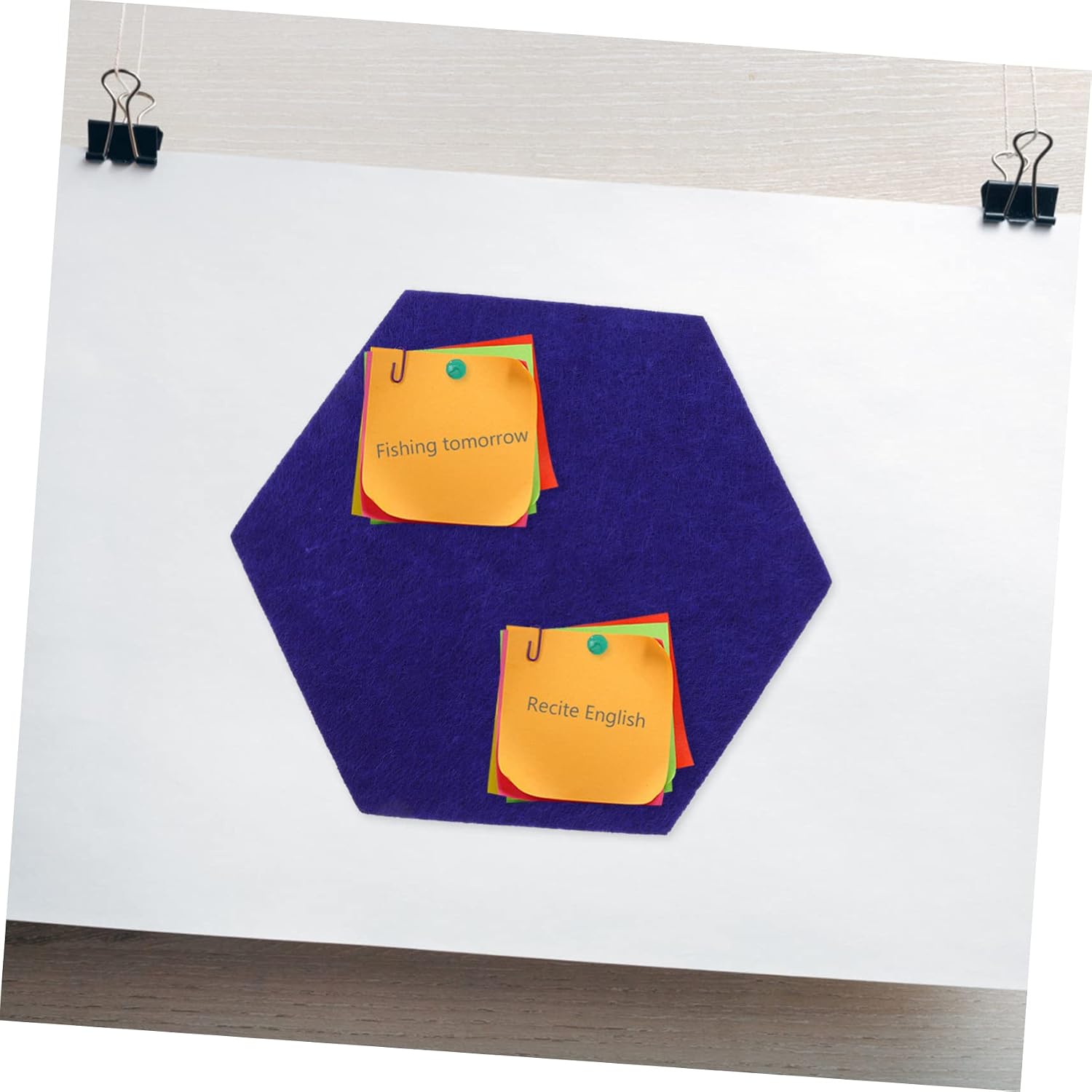 Amosfun 10pcs Hexagon Felt Board Wall Pin Board for Photos Memos Reminders Decorative Bulletin Tiles for Home Office Easy to Install and Multi-Functional
