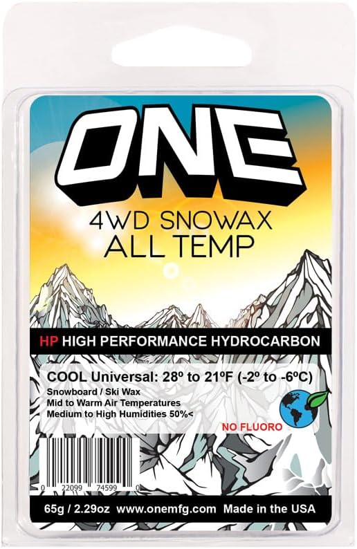 One Mfg 4WD Snowboard & Ski Wax, 750g Oneball Snowax Bar, Tropical Scent, No Fluoro