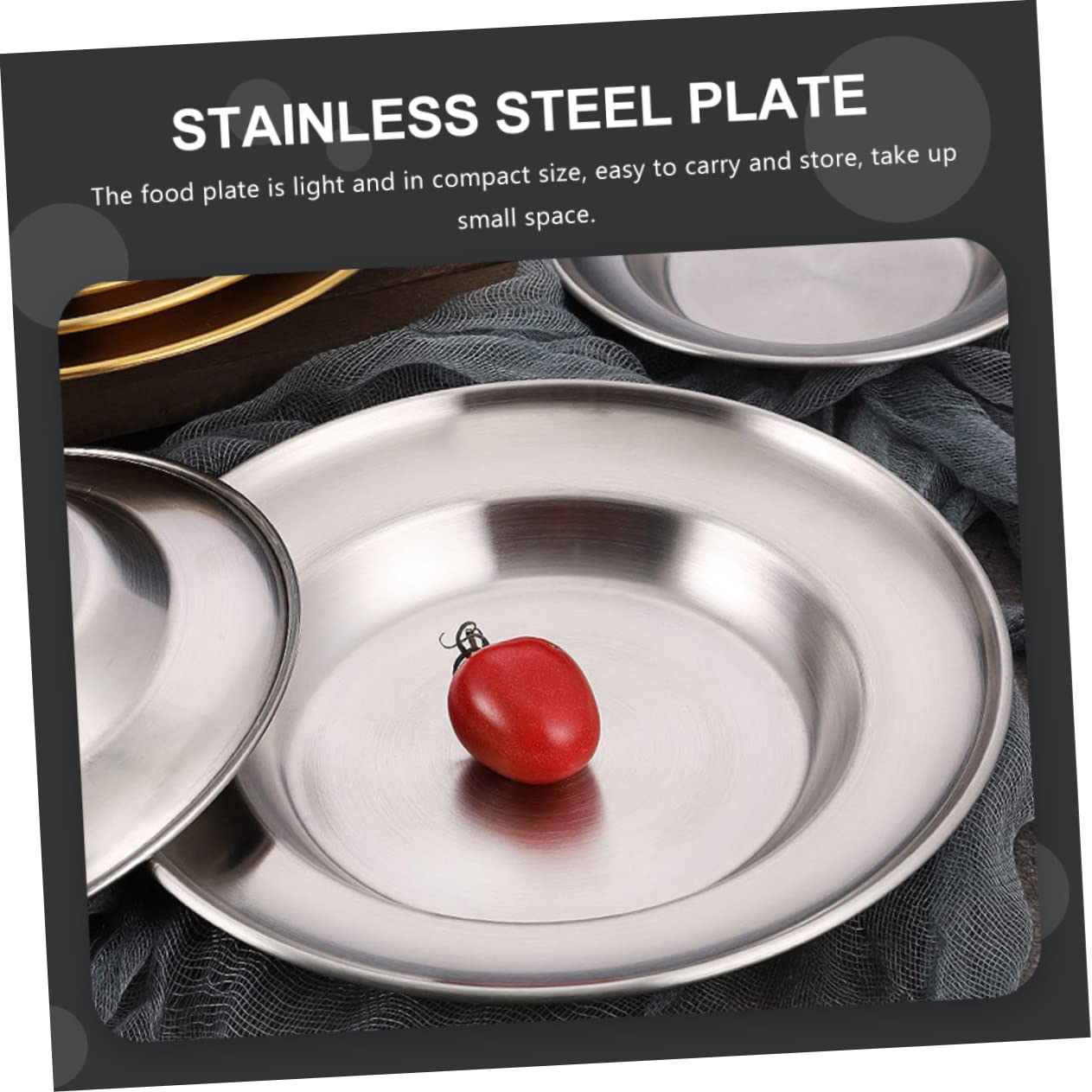 Unomor Stainless Steel Plate Snack Dish Versatile Pastry Platter Easy to Clean for Home Commercial