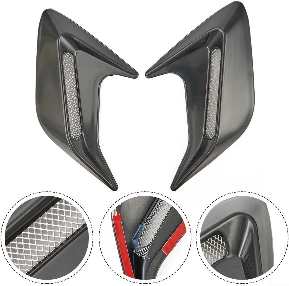 Car Decorative Side Vent Air Flow Fender Intake Mesh Grill Stickers, Black, 2 Pack, for Most Vehicles, Carbon Fiber Pattern, Mouldings & Trim