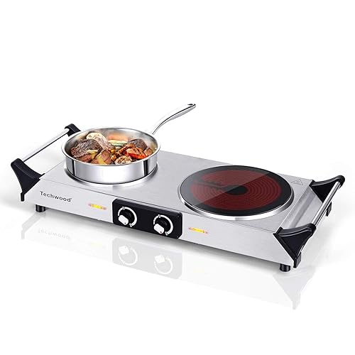 Techwood Electric Stove, Double Infrared Ceramic Hot Plates for Cooking,