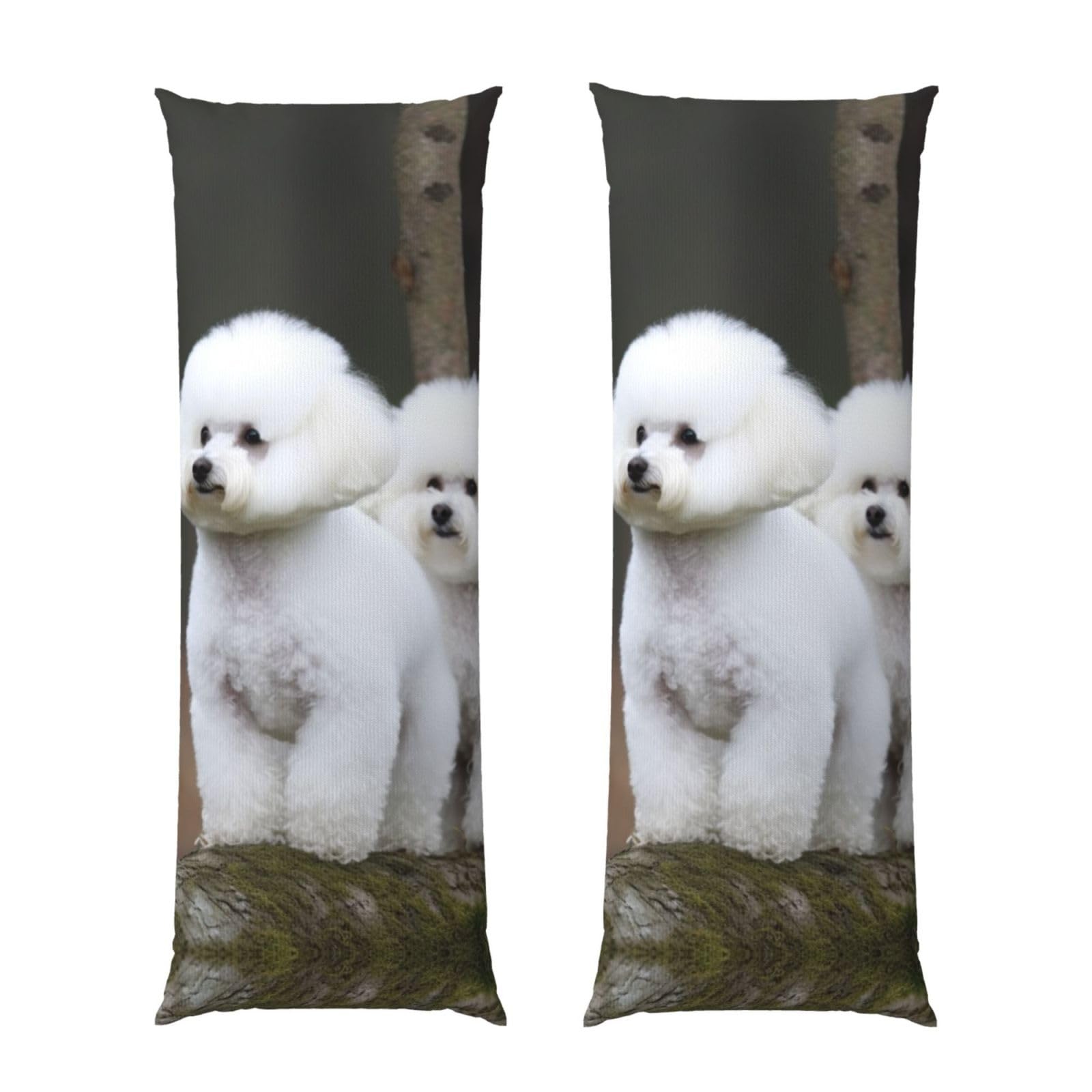 Housse de coussin longue ultra douce avec fermeture éclair invisible motif bichon