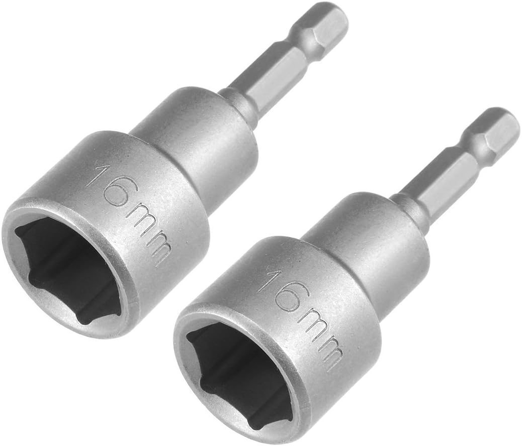 uxcell 2 Pcs 1/4" Quick-Change Hex Shank 16mm Magnetic Nut Setter Driver Drill Bit, 65mm Length, Metric