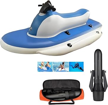 Summer Water Inflatable Jet Ski Kit with 500W/700W Kayak Motor - Diving Handle/Thruster Storage Bag, Can Used 130/160 Min, Max Load Cap. 485 lbs, Sea Diving & Swim Party Toy & Water Sports 500W10A