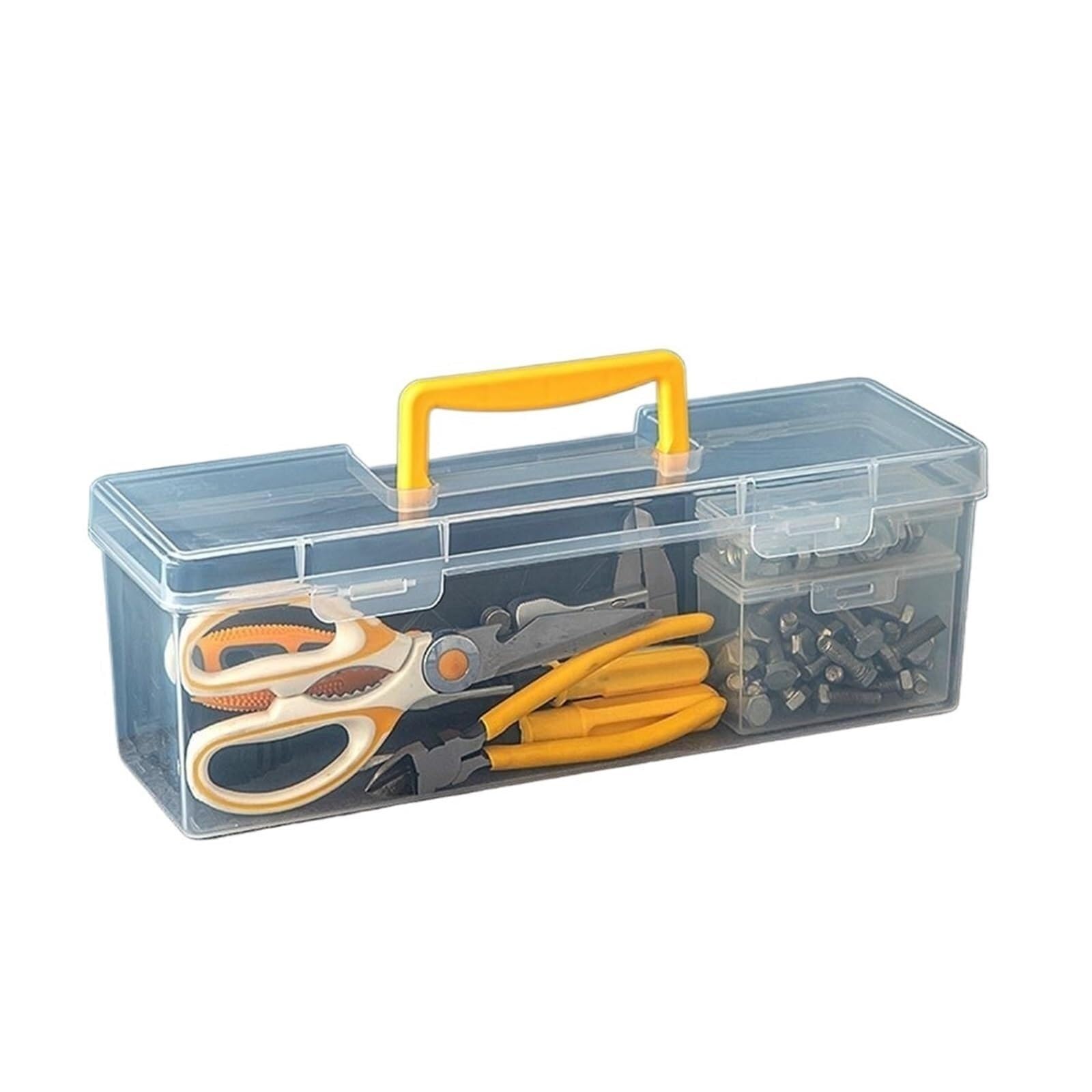 Tool Box Transparent Hardware Tool Box Multifuntional Toolbox Plastic Parts Organizer Household Storage(Yellow-style3)