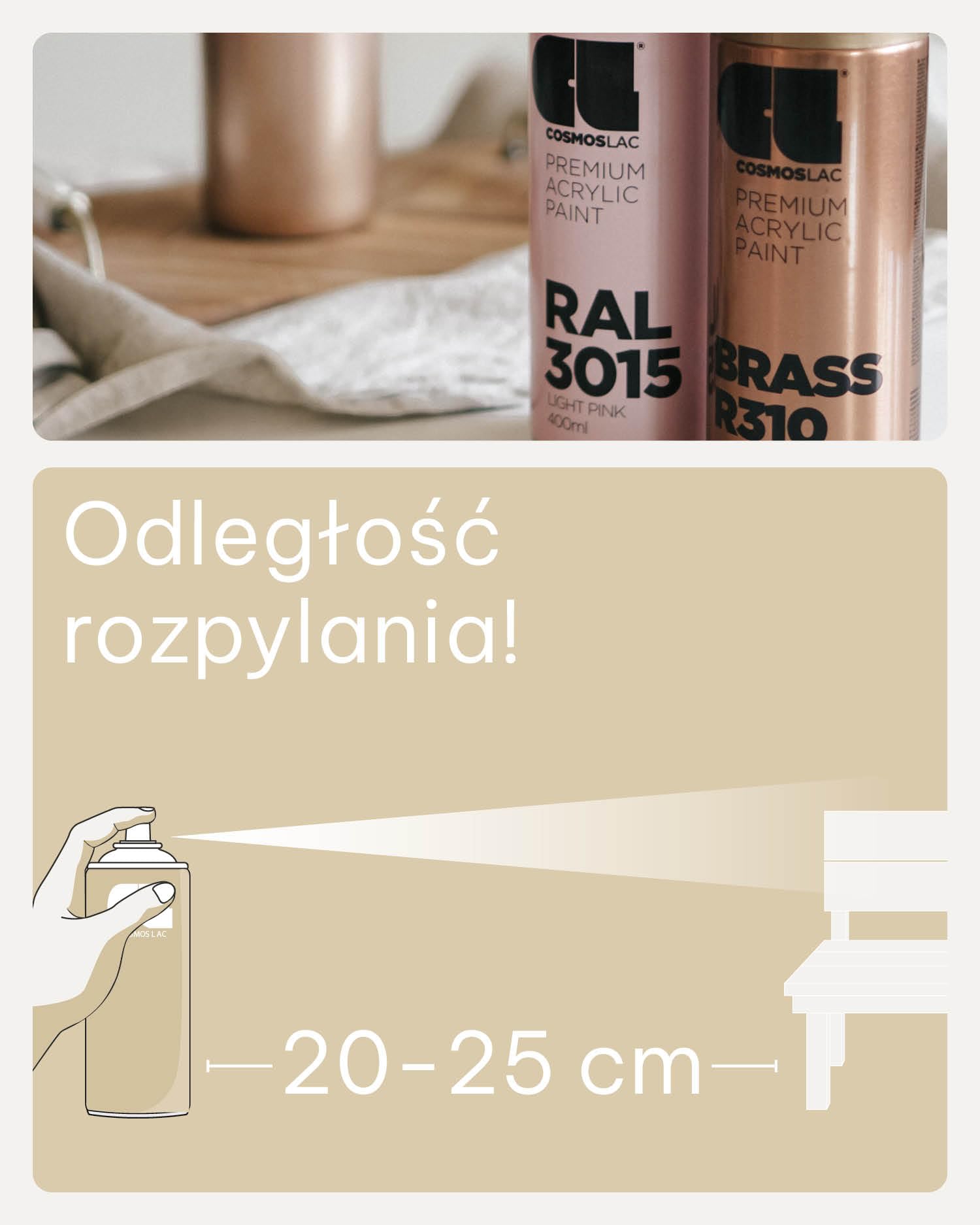 Cosmos LAC lakier akrylowy w sprayu w wielu odcieniach RAL – puszka sprayu 400 ml idealnie nadaje się do majsterkowania, upcyklingu i innych prac lakierniczych (RAL 7021 - czarno-szary)