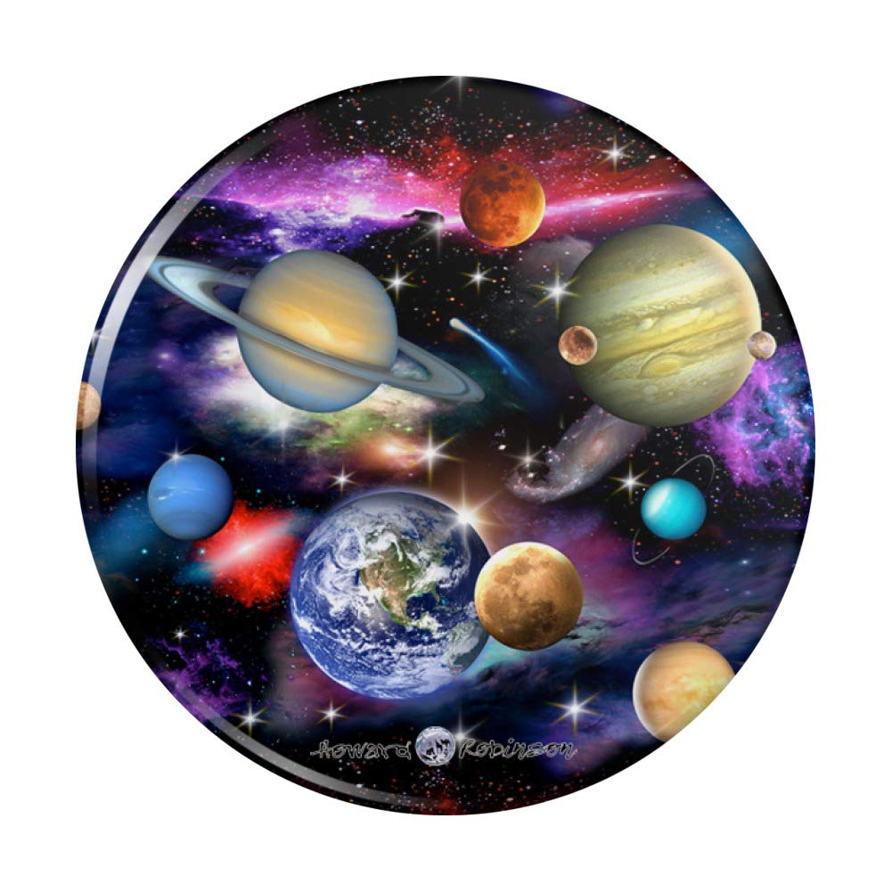 Planets Solar System Earth Saturn Jupiter Mars Pattern Kitchen Refrigerator Locker Button Magnet