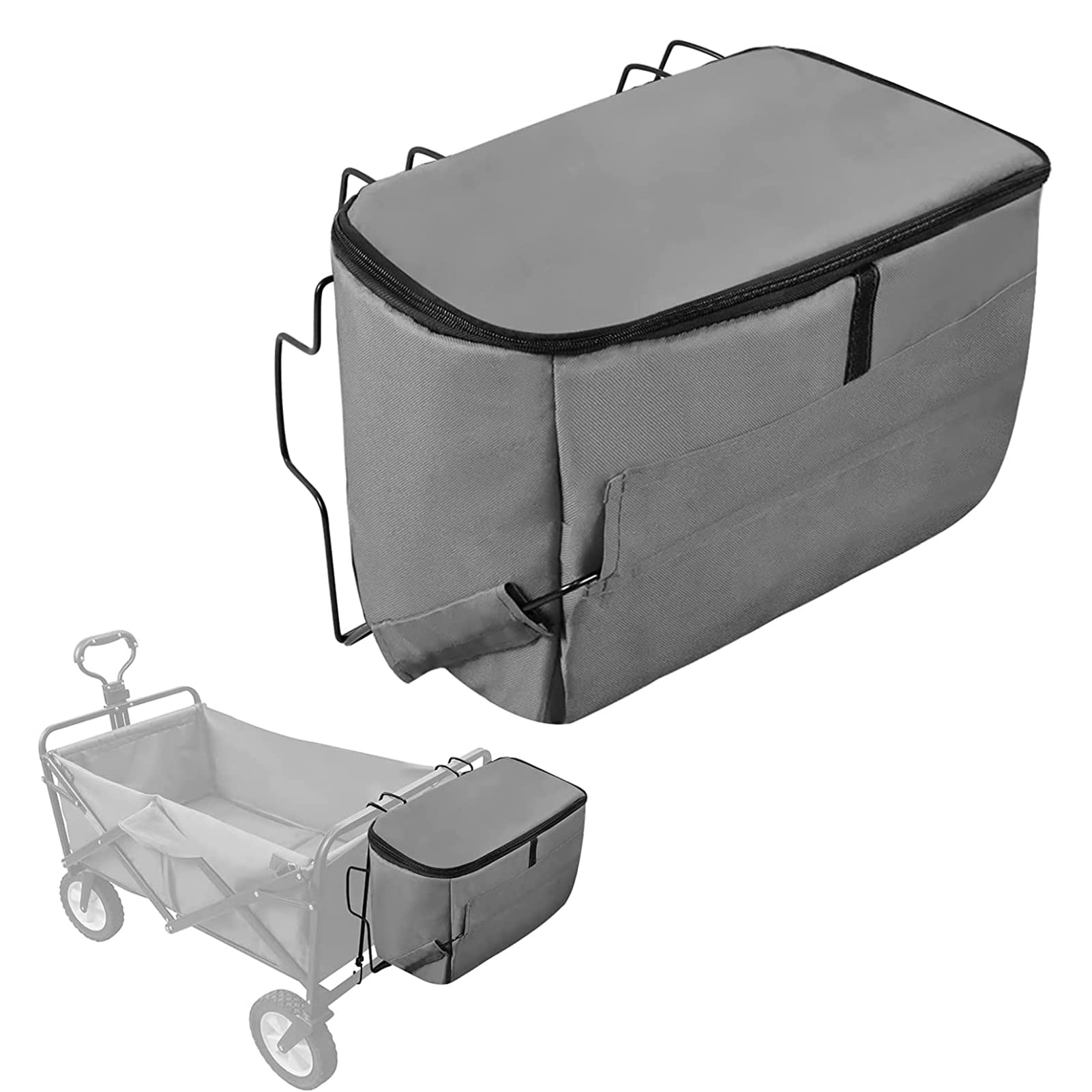 Wagon Cooler Bag, Ice Bag, Borsa di stoccaggio per alimenti con cerniera all'aperto per carri Push Pull, Accessori per carrello portatile da campeggio a mano esterna