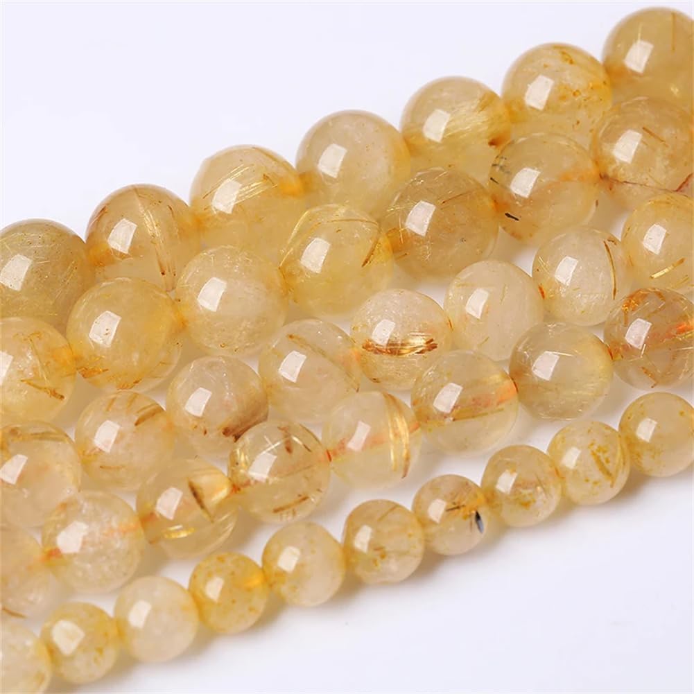 Naturalne złote kryształy kwarcowe luźne koraliki do biżuterii produkująca bransoletki DIY Naszyjnik, od 10 mm 36 do 38pcs