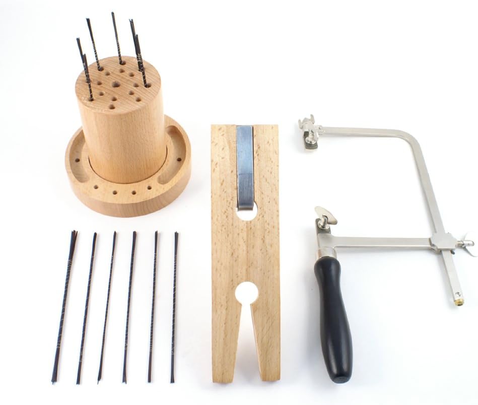 Jewelers Saw Kit Includes Saw Frame, Blades, Organizer and Bench Pin - SFC Tools - KIT-2100