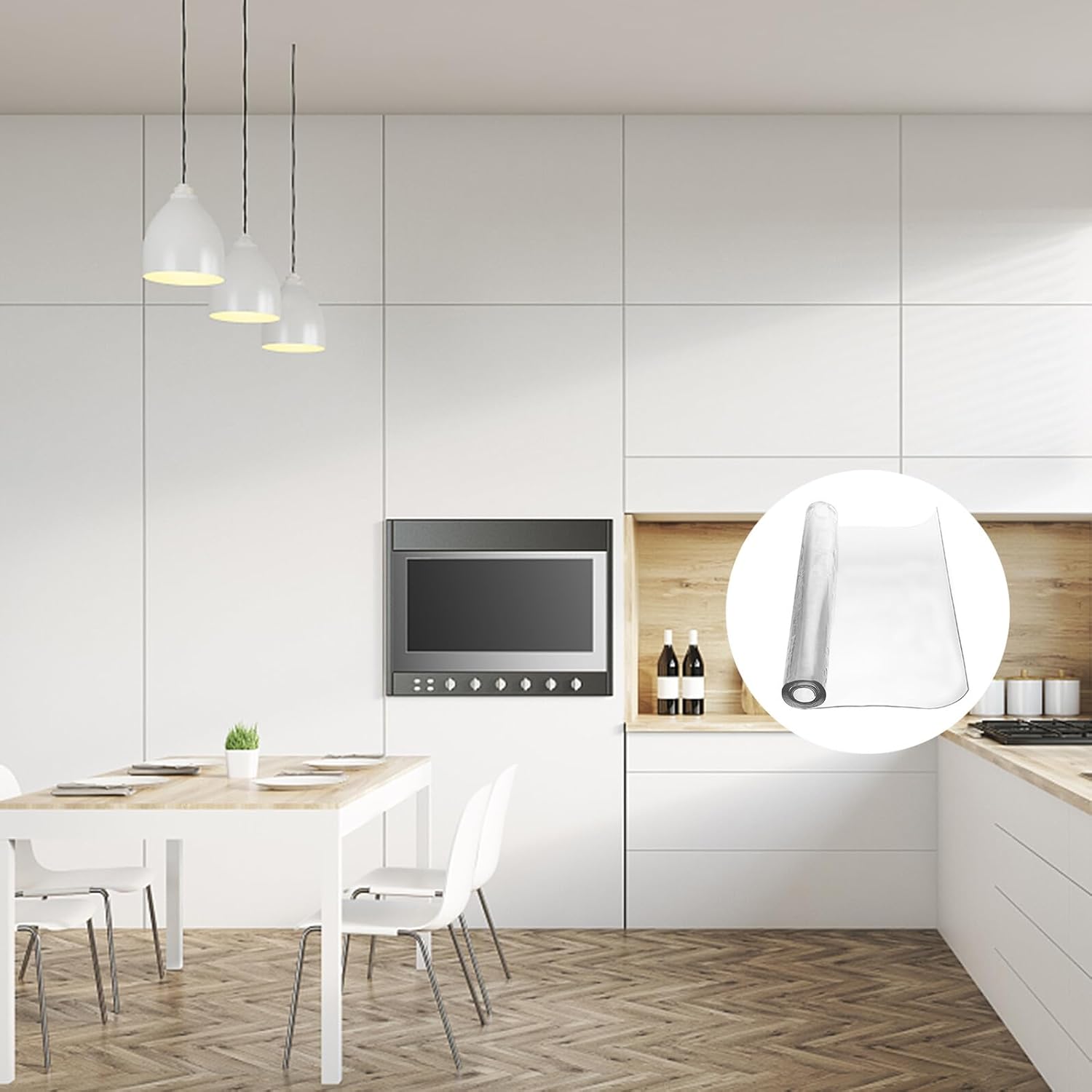 DOITOOL PVC Table Protector Pad 1.5mm Thick Non-Slip Waterproof Desk Pad Mat 45x240cm for Kitchen and Dining Table Cover