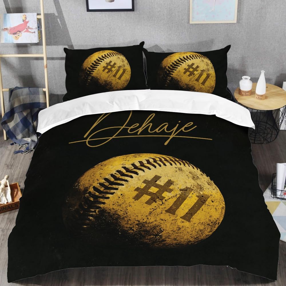 Softball Bedding Twin Size, Sports Quilt Comforter Sets for Boys Bedroom (Softball 3 Pcs)