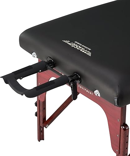 Miniatura 4 de Montclair ThermaTop Master Massage Mesa de masaje portátil de 31 pulgadas con espuma viscoelástica, paneles de reiki y cables Shiatsu (negro y