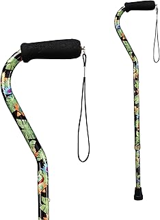 Carex Health Brands Offset Designer Walking Cane, Height Adjustable Cane with Wrist Strap, Latex Free Soft Cushion Handle, Supports 250lbs, Bahama