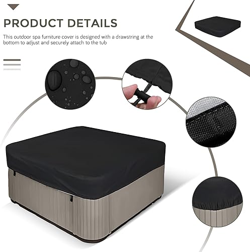 Miniatura 4 de Funda cuadrada para bañera de hidromasaje, para jardín, bañera de hidromasaje, de repuesto, impermeable, con protección UV, rectangular, para spa al