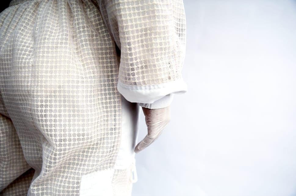 Combinaison apiculture abeilles voile rond maille ventilée et gants taille 2XL